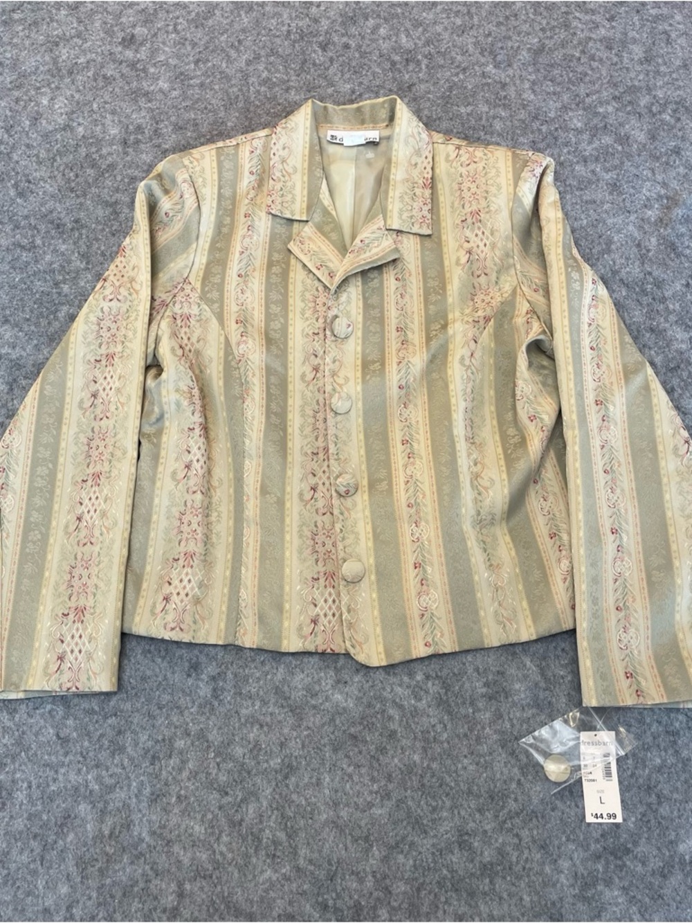 NWT Dressbarn Tapestry Blazer Women’s L Structured Shoulder Pads Floral Jacket